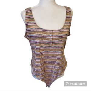 Wild Fable Multicolor Stripe Henley Tank Bodysuit Large